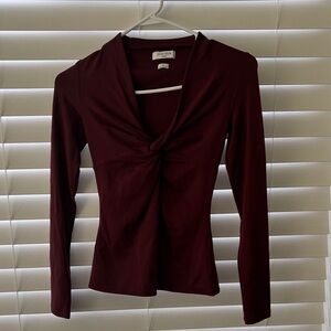 Aritzia Deep Burgundy Long Sleeve Top